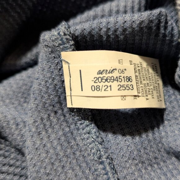 aerie waffle long sleeve t shirt blue size large - Picture 11 of 14